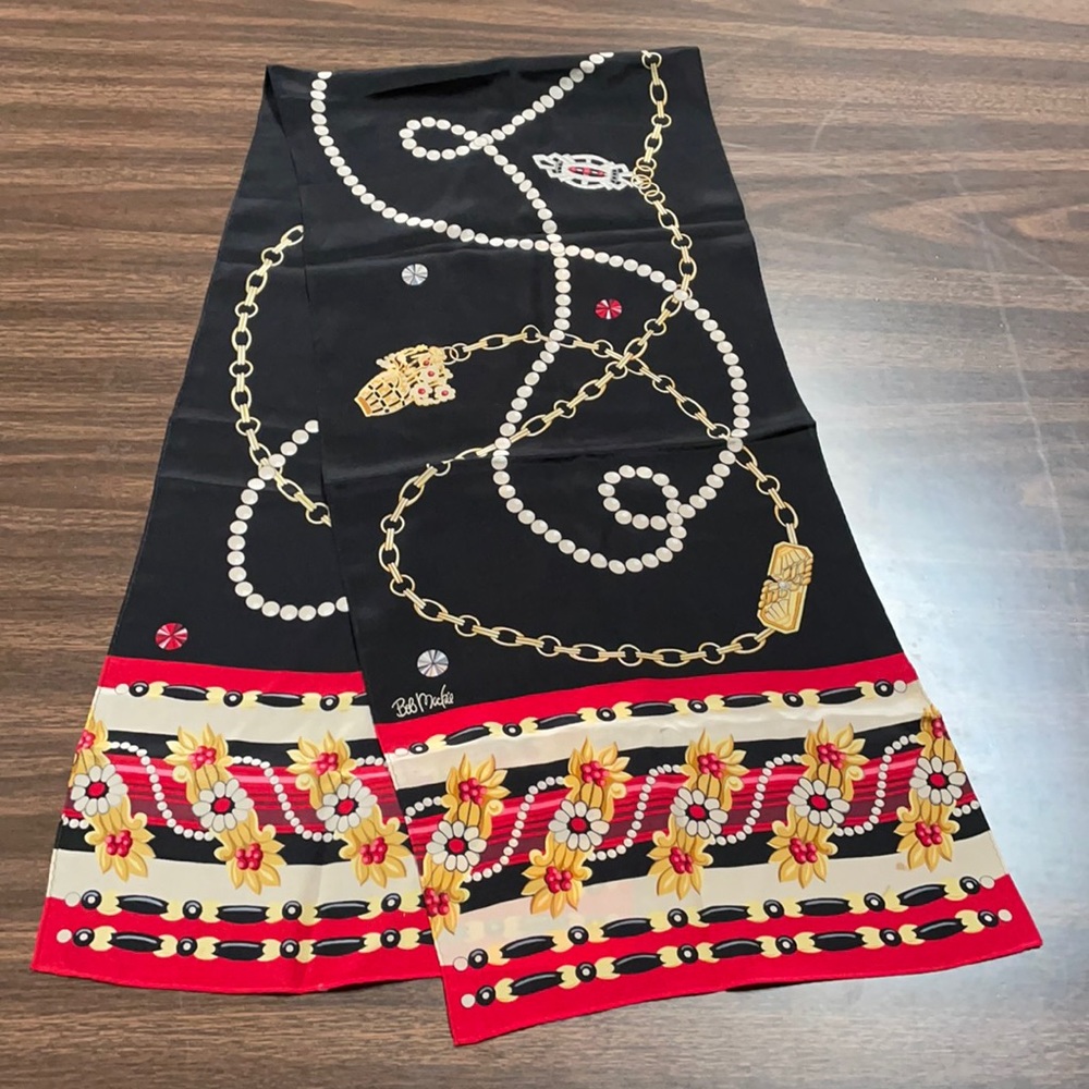 NWT Bob Mackie Silk Scarf + black gift box NEW